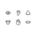 Icon set of six human senses Royalty Free Stock Photo