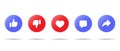 Icon set of social media elements. Like, dislike, love, comment, and share Royalty Free Stock Photo