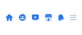 Icon Set of Social Media. Home, Group, Watch, Marketplace, Notification, and Menu Royalty Free Stock Photo