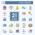 Icon Set Spain. related to Holiday symbol. doodle style. simple design editable. simple illustration