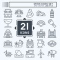 Icon Set Spain. related to Holiday symbol. line style. simple design editable. simple illustration