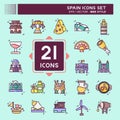 Icon Set Spain. related to Holiday symbol. MBE style. simple design editable. simple illustration