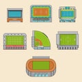 Icon set of sport stadiums building. Royalty Free Stock Photo