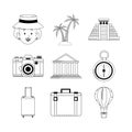 Icon set of travel and monuments of the world, flat design Royalty Free Stock Photo