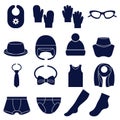Icon set of types of accessories for children