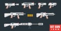 icon set weapon, modern and detailed of various weapons