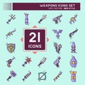 Icon Set Weapons. related toTools of War symbol. MBE style. simple design editable. simple illustration Royalty Free Stock Photo