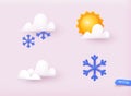 Icon set for weather forecast. Website or mobile app ui. Weather cute realistic icon set. 3D Web Vector Illustrations