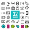 Icon Set for web and mobile apps - computer - media - marketing - communication - travel - shopping - business - finance - transpo