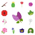 Icon set on a white background. Vector lilac, . Icons set flower Royalty Free Stock Photo