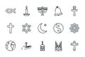 Icon set of world religious world symbols vector design