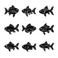 Fish Silhouette Bundle Royalty Free Stock Photo