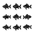 Fish Silhouette Bundle Royalty Free Stock Photo
