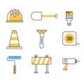 Contruction Tools Icon Flat Line Style