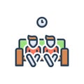 Color illustration icon for Settled, sit and people