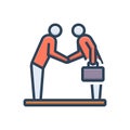 Color illustration icon for Shake, handshake and respected