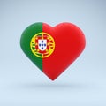Icon in the shape of a heart with the image of the National Flag of Portugal as a symbol of pride, support Royalty Free Stock Photo