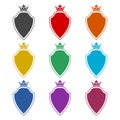 Icon of shield and crown, color set