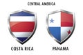 Icon shield with flags Costa Rica and Panama