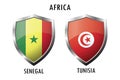 Icon shield with flags Senegal and Tunisia