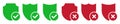 Icon shield green check mark and red cross.