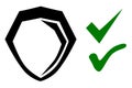 Icon Shield or protection true and false symbol, Simple Vector Doodle hand draw sketch