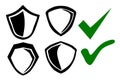 Icon Shield or protection true and false symbol, Simple Vector Doodle hand draw sketch