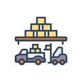 Color illustration icon for Shipment, package and goods