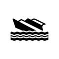 Black solid icon for Shipwreck, capsized and stormy