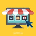 Icon shop online, business icon flat design. App Icons, Web Ideas Network Page, Virtual Shopping Royalty Free Stock Photo