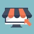 Icon shop online, business icon flat design. App Icons, Web Ideas Network Page, Virtual Shopping Royalty Free Stock Photo