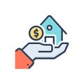 Color illustration icon for Should, house and currency