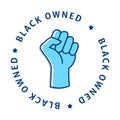 An icon showcasing a circular black owned business seal, highlighting empowerment, black ownership, and the certification of being