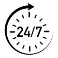 Icon showing service available 24 hours a week Royalty Free Stock Photo