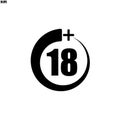 18+ icon, sign.Information icon for age limit - vector illustration