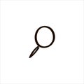 Icon sign with loupe for Specialization or Search section. Black hand draw doodle sketch. Vector illustration.