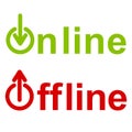 Icon sign service online offline, on, off, vector symbol of activity and passivity service giving services online Royalty Free Stock Photo