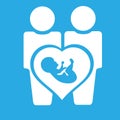 Icon silhouette of parents and baby in heart Royalty Free Stock Photo