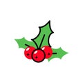 Icon simple mistletoe ornate red and green ornament Vector flat