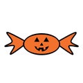 Icon of simple spooky orange helloween candy