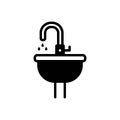 Black solid icon for Sink, washbasin and bathroom Royalty Free Stock Photo