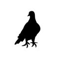 Icon of sitting bird dove. Flat cartoon character design. Black cute peace pigeon silhouette template. Vector illustration