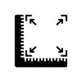 Black solid icon for Size, measurement and height