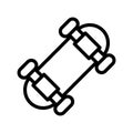 Icon skateboard in outline style. vector illustration and editable stroke. Isolated on white background