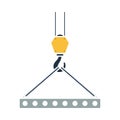 Icon Of Slab Hanged On Crane Hook By Rope Slings