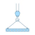 Icon Of Slab Hanged On Crane Hook By Rope Slings