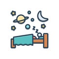 Color illustration icon for Sleep, slumber and somnolence Royalty Free Stock Photo