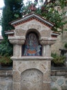 Icon in a Small Stone Niche at the Holy Monastery of St. Stephen in Meteora Greece