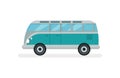 Flat vector icon small retro van. Motor vehicle for road trip. Urban transport. Automobile theme