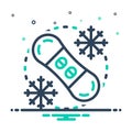 Mix icon for Snowboard, downhill and mountain Royalty Free Stock Photo